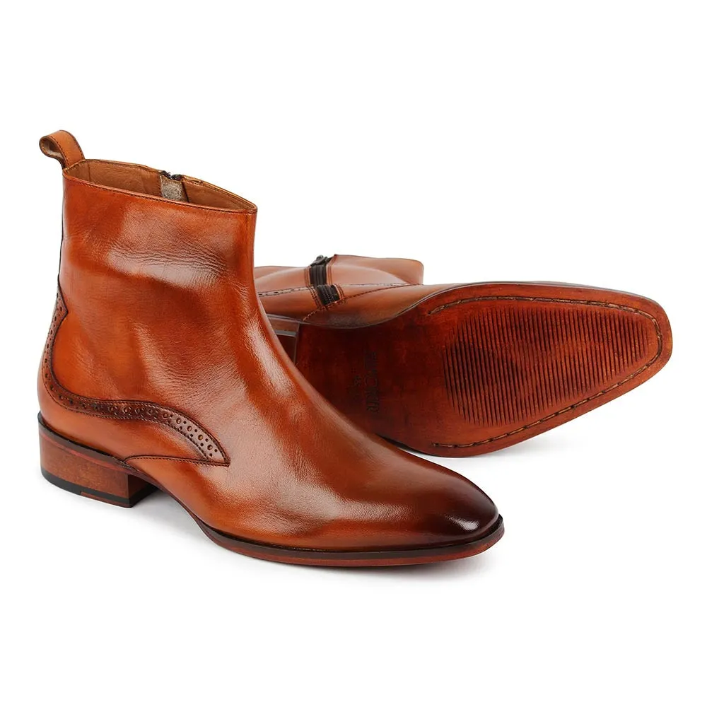 Tan Modern Zip Boots