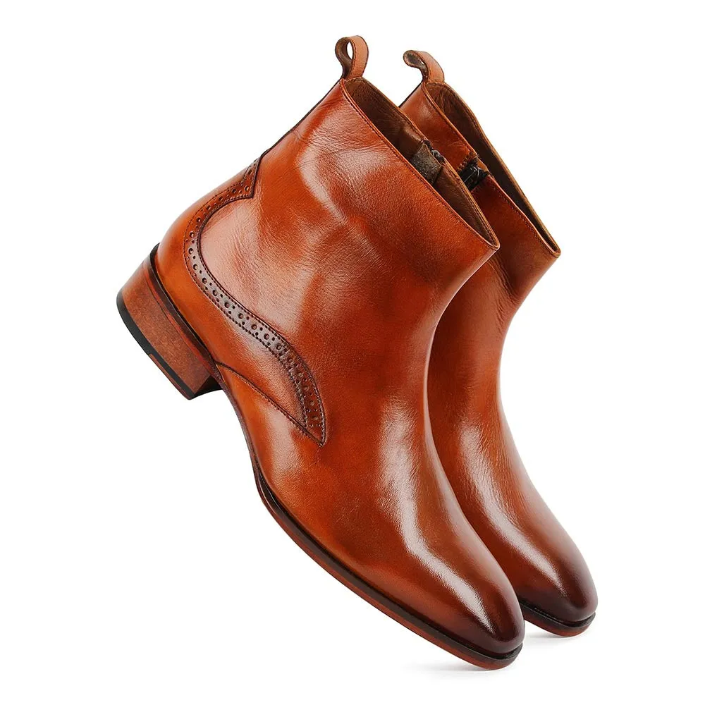 Tan Modern Zip Boots