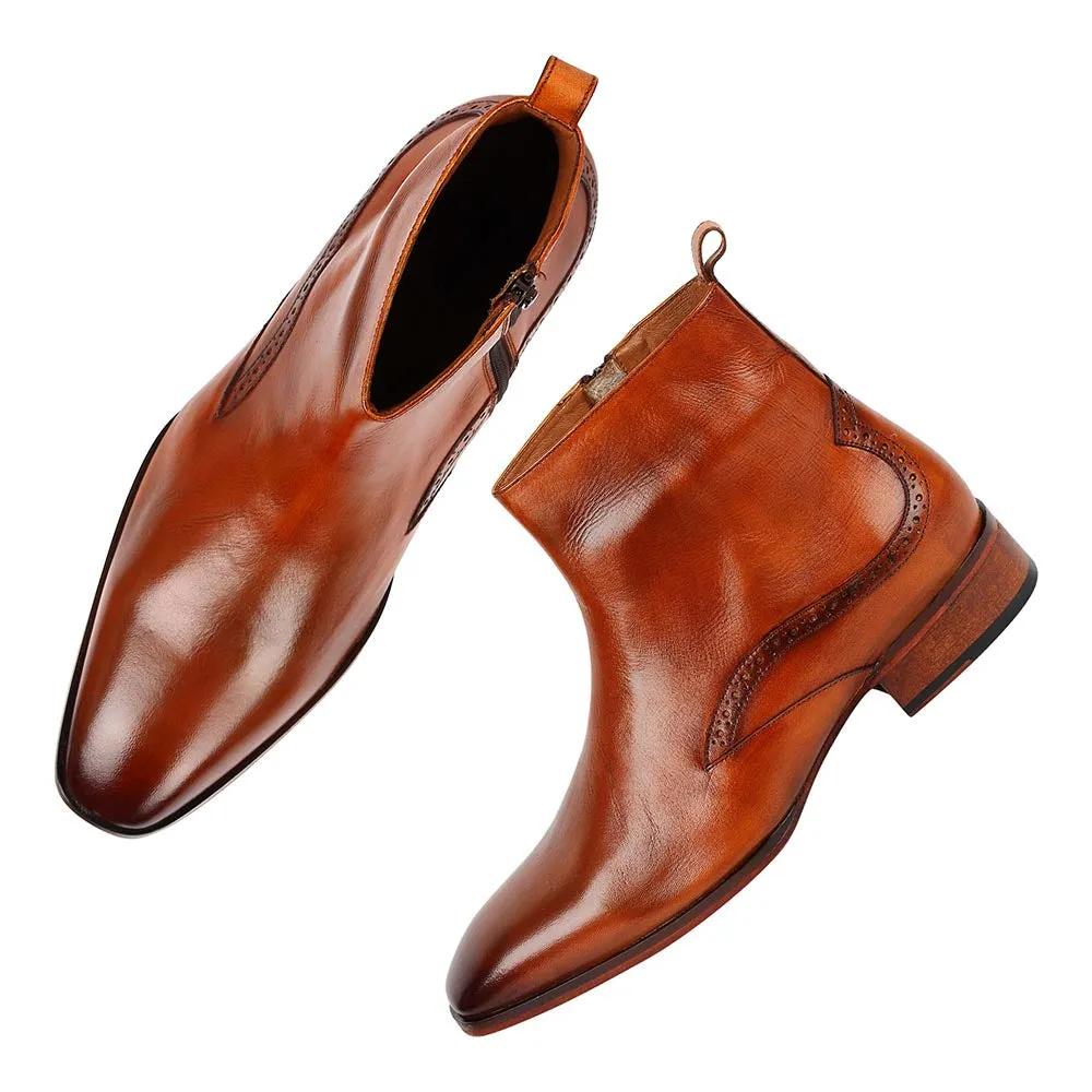 Tan Modern Zip Boots