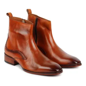 Tan Modern Zip Boots