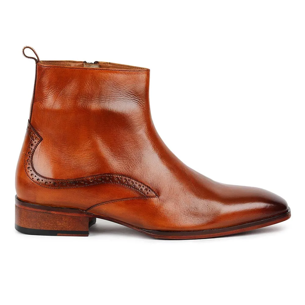 Tan Modern Zip Boots