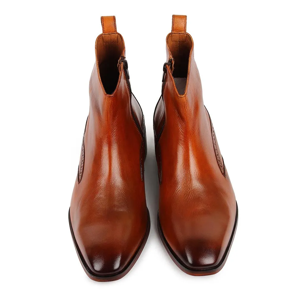 Tan Modern Zip Boots