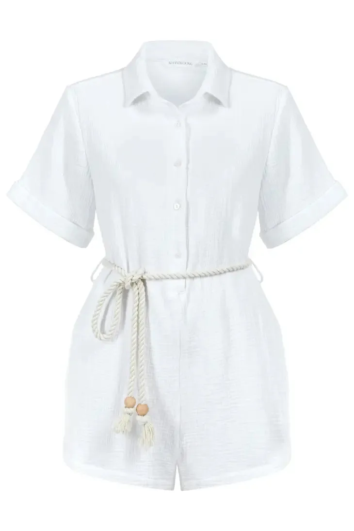 The Handloom Mia Romper White