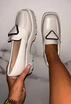 Trend Starter Cream Chunky Sole Diamante Loafer