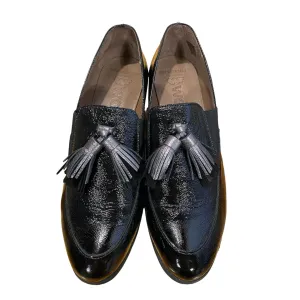 Wonders black leather women's shoes